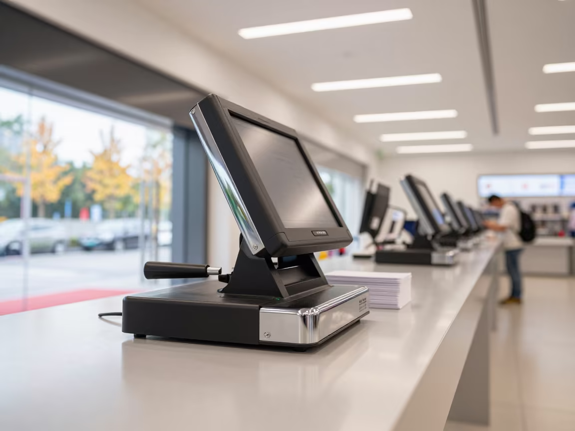 Security Tag Cradle in Xiamen Checkout Lane in at a checkout lane under flat store light in Xiamen