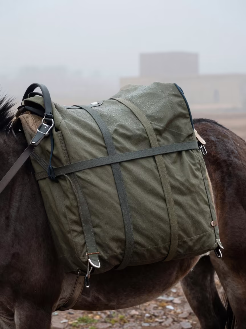 Seismograph Battery Case on Mule Pannier at Dawn in near Sanaa