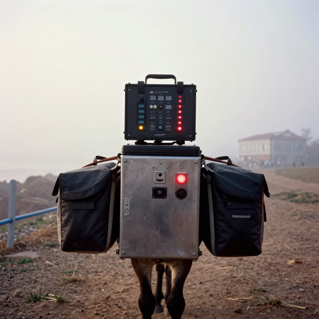 Seismograph Battery Case on Mule in Qingdao Dawn in in Qingdao