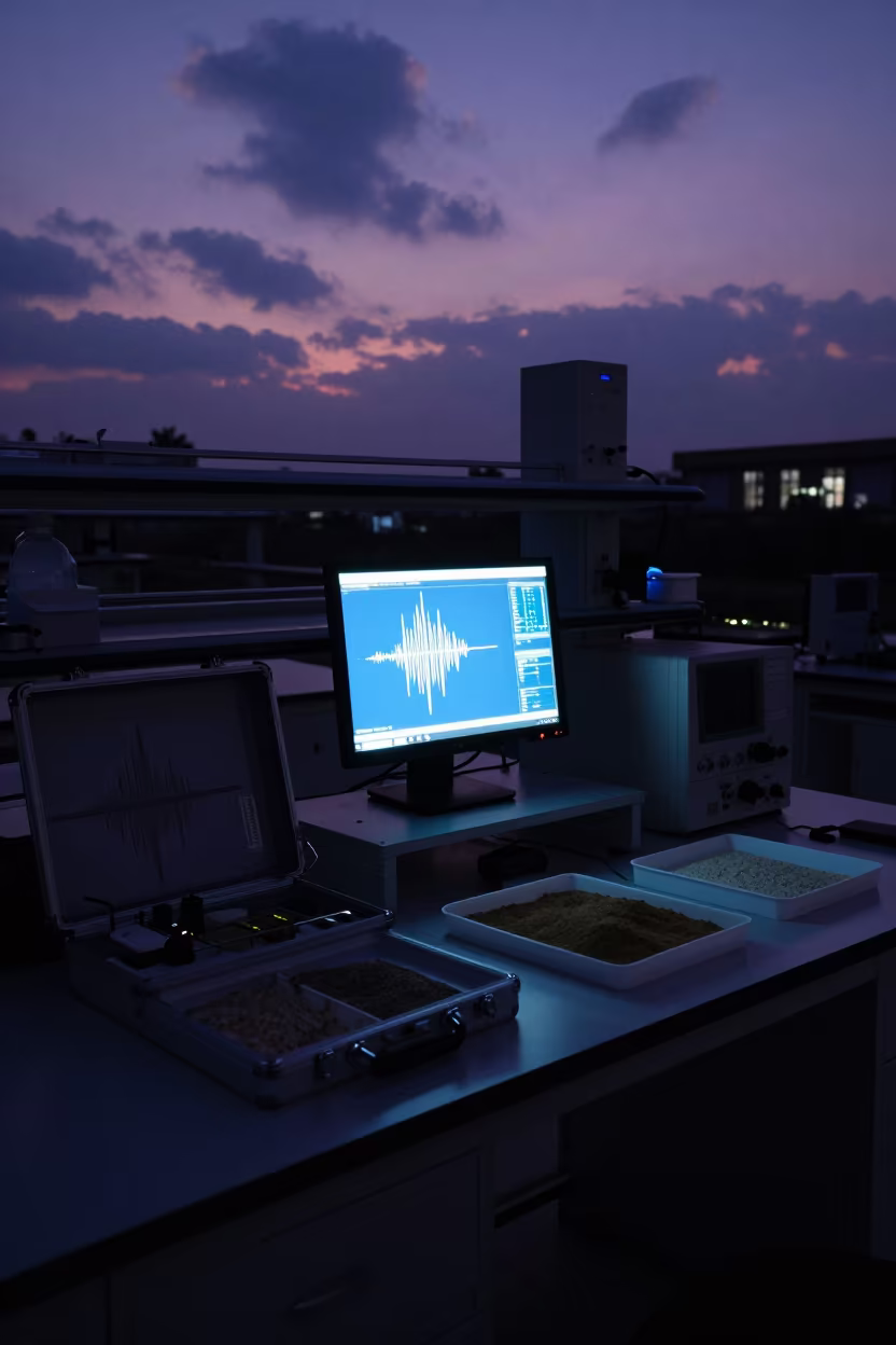 Seismograph Case in Indigo Twilight Shadow in near Nanjing