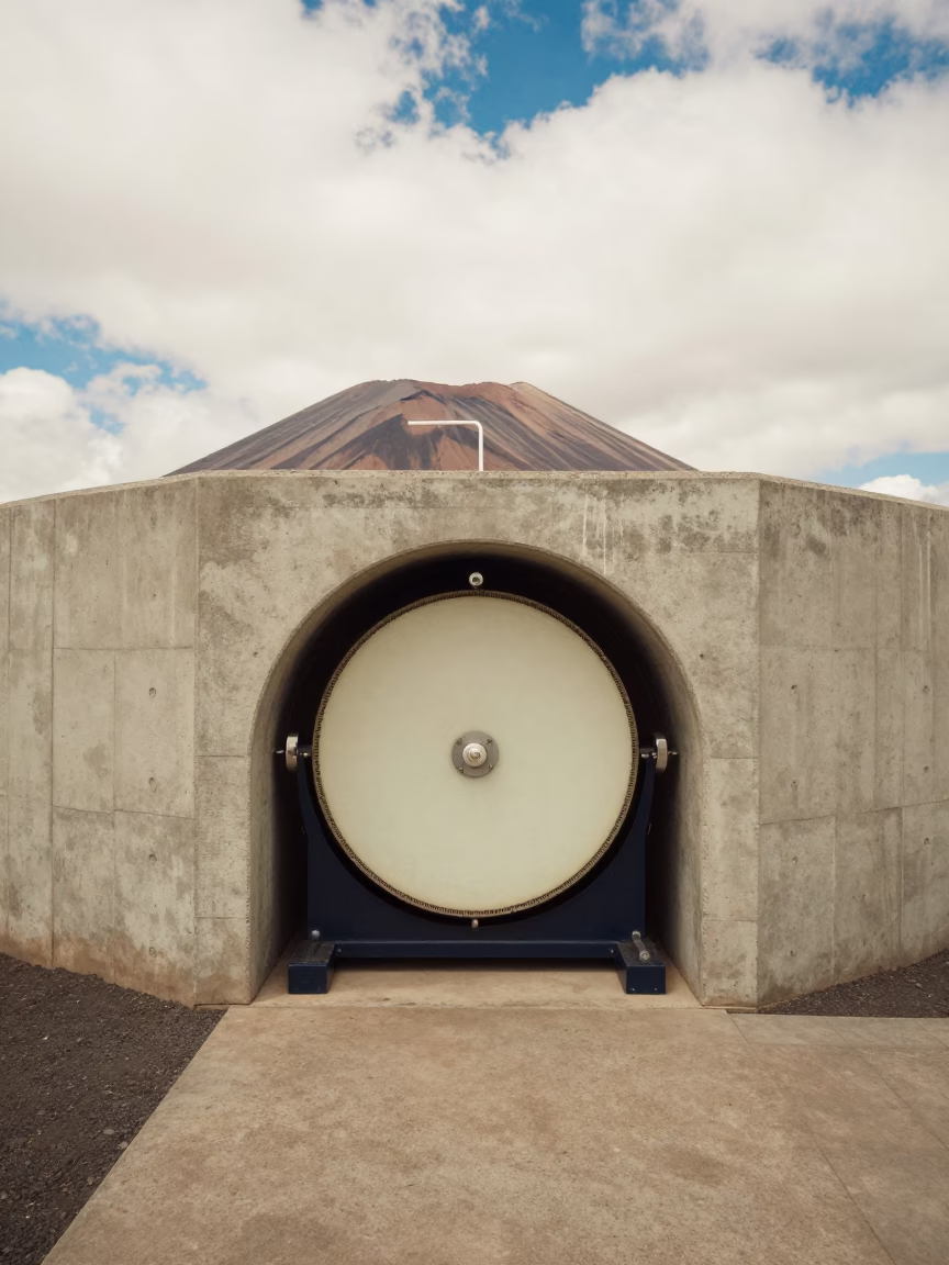 Seismograph Drum in La Paz Volcanic Vault in near La Paz
