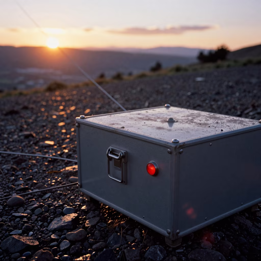 Seismograph Electronics Case Amid Basalt Gravel in in Cusco