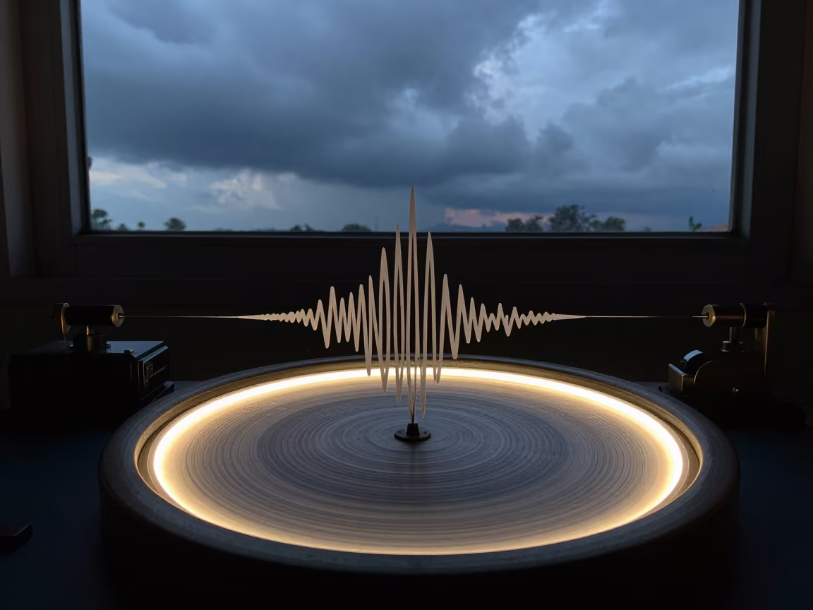 Seismograph Needle Recording Twilight Storm Near Medan in near Medan
