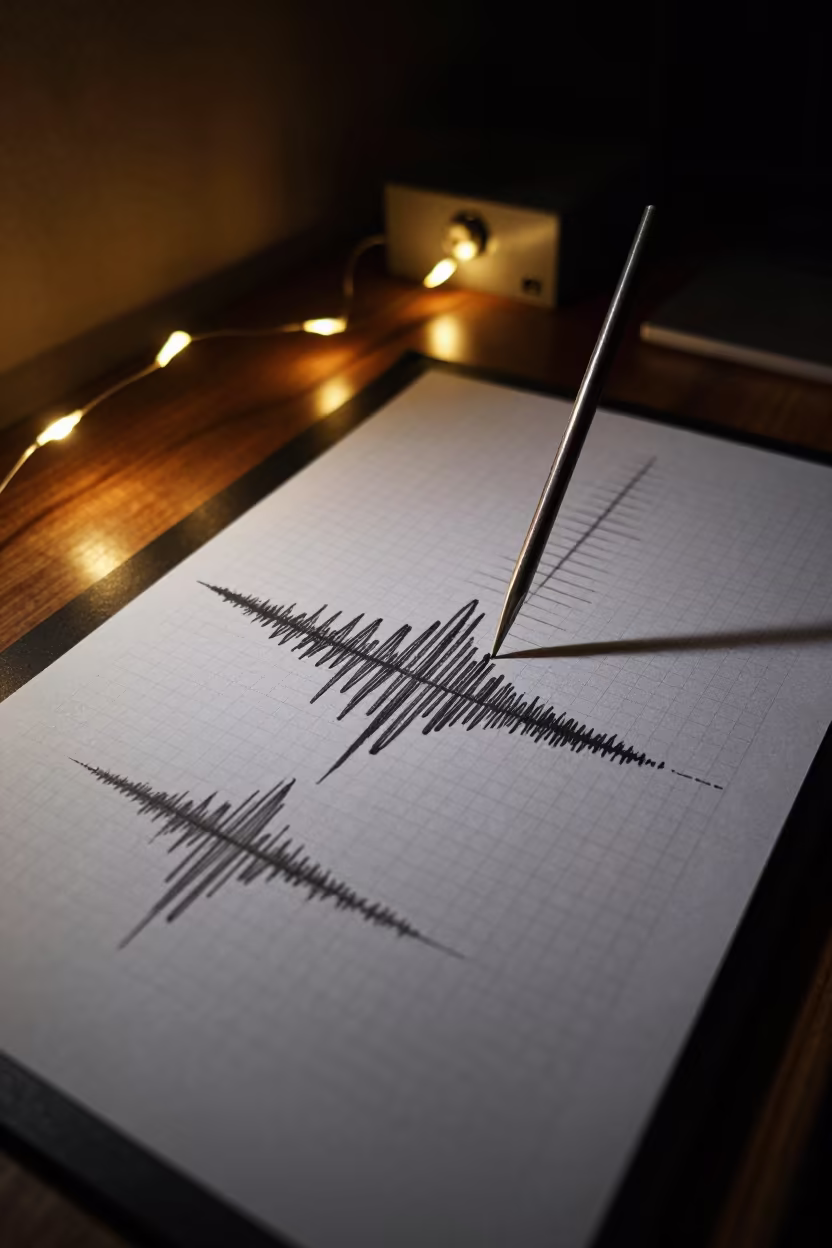 Seismograph Tracing Night Tremors Abu Kabir in near Abu Kabir