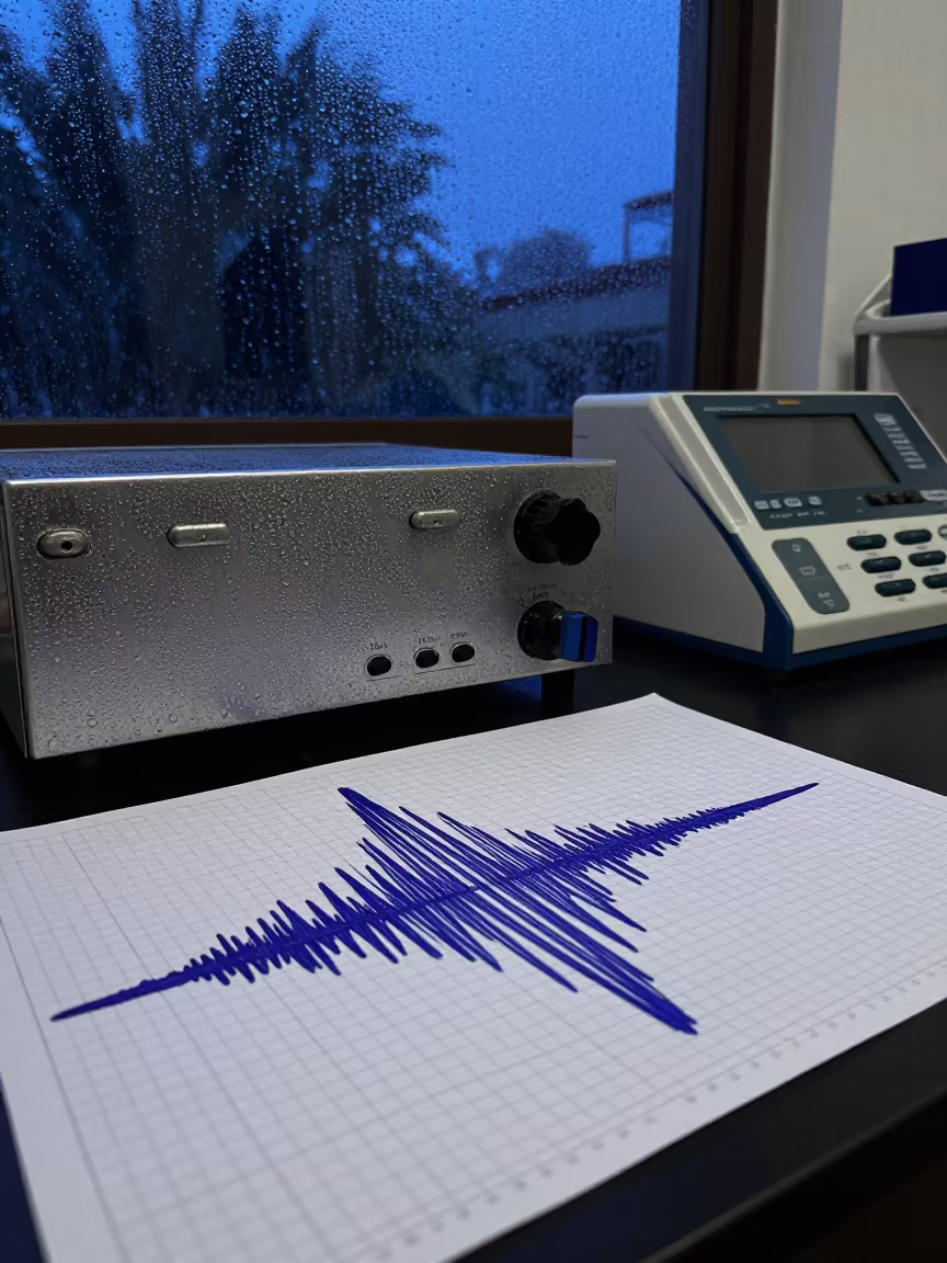 Seismograph Tracing Tremors in Puebla Twilight in in Puebla