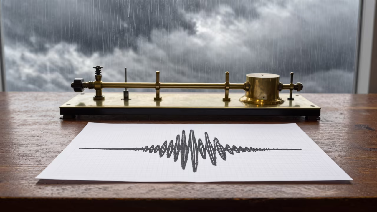 Seismograph Tracing Winter Tremors Upward Rain in in Aberdeen