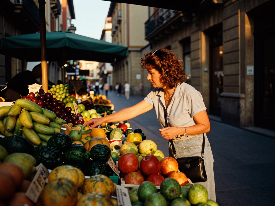 Selecting Fruit in Bilbao in in Bilbao, Spain