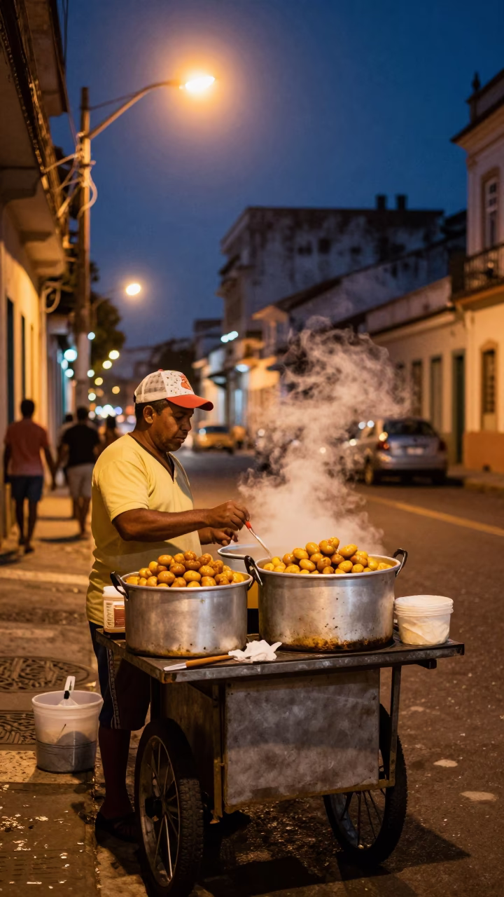 Selling Acarajé in Salvador in in Salvador, Brazil