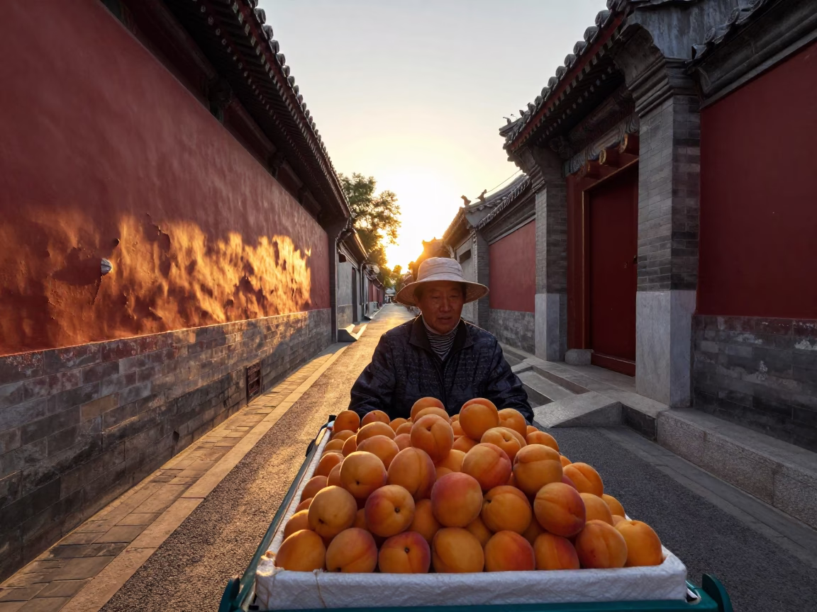 Selling Apricots in Beijing in in Beijing, China
