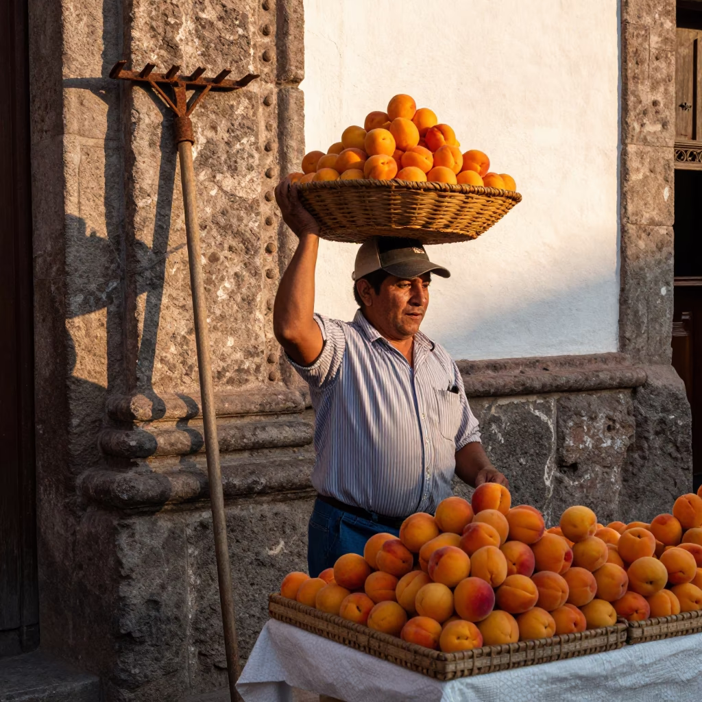 Selling Apricots in Quito in in Quito, Ecuador