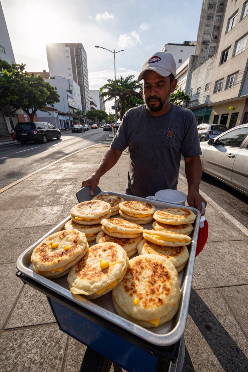 Selling Arepas in Rio De Janeiro in in Rio de Janeiro, Brazil