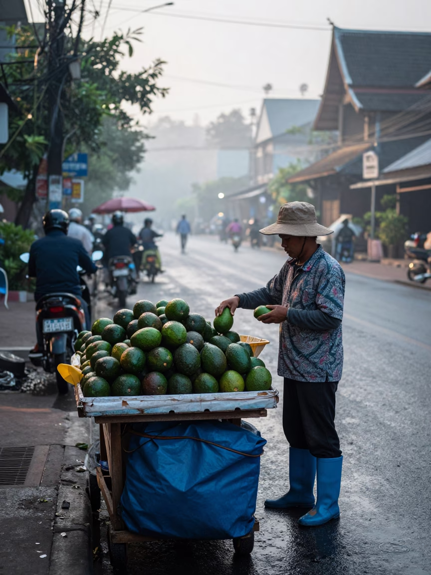 Selling Avocados in Chiang Mai in in Chiang Mai, Thailand