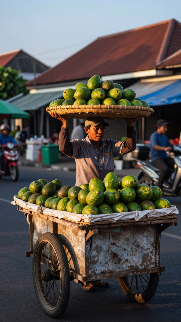 Selling Avocados in Yogyakarta in in Yogyakarta, Indonesia