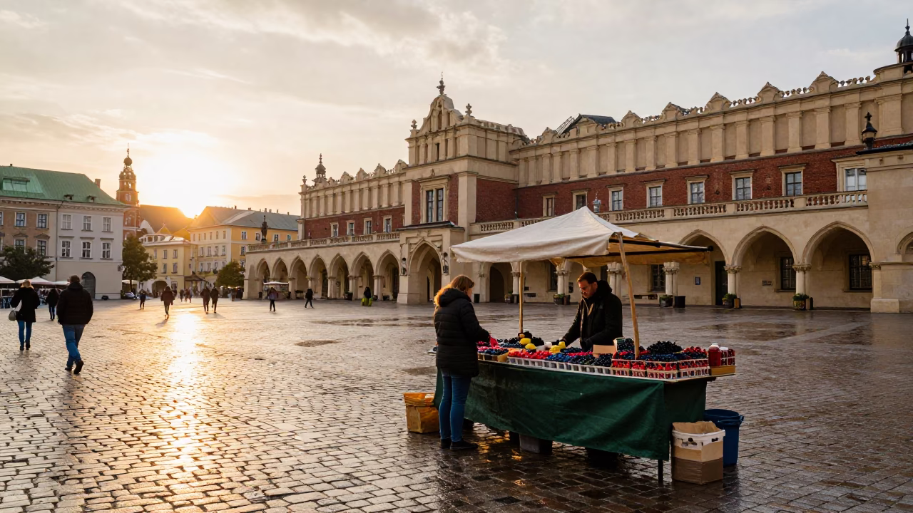 Selling Berries in Krakow in in Krakow, Poland