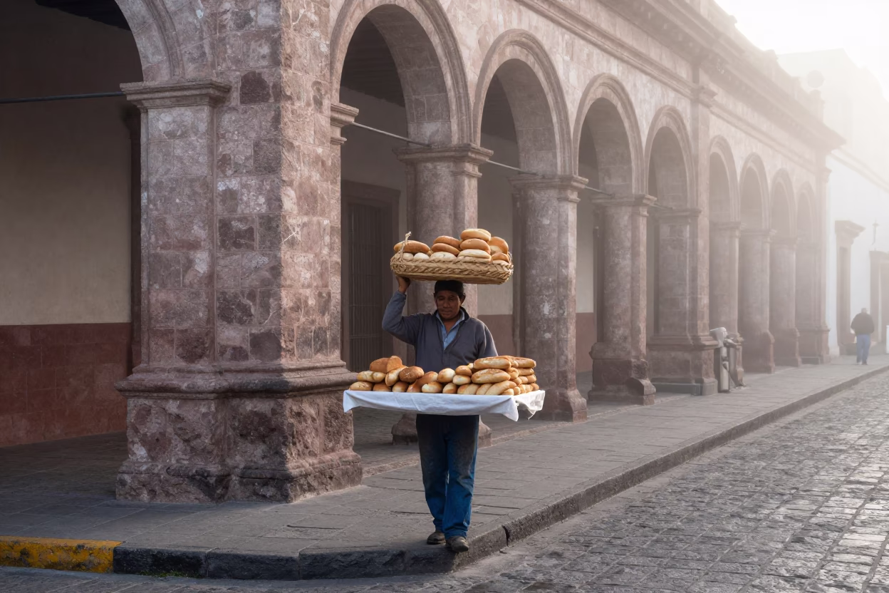 Selling Bread in Merida in in Merida, Mexico