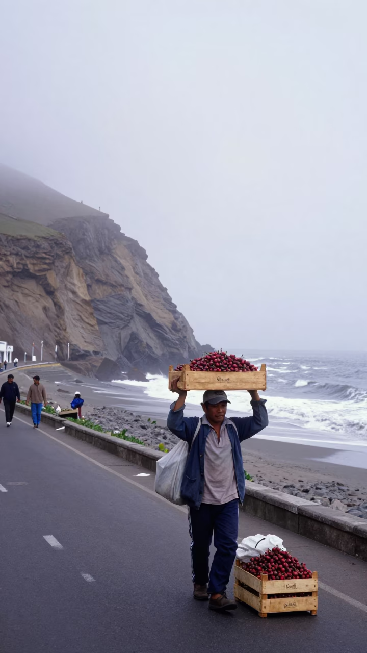 Selling Cherries in Lima in in Lima, Peru