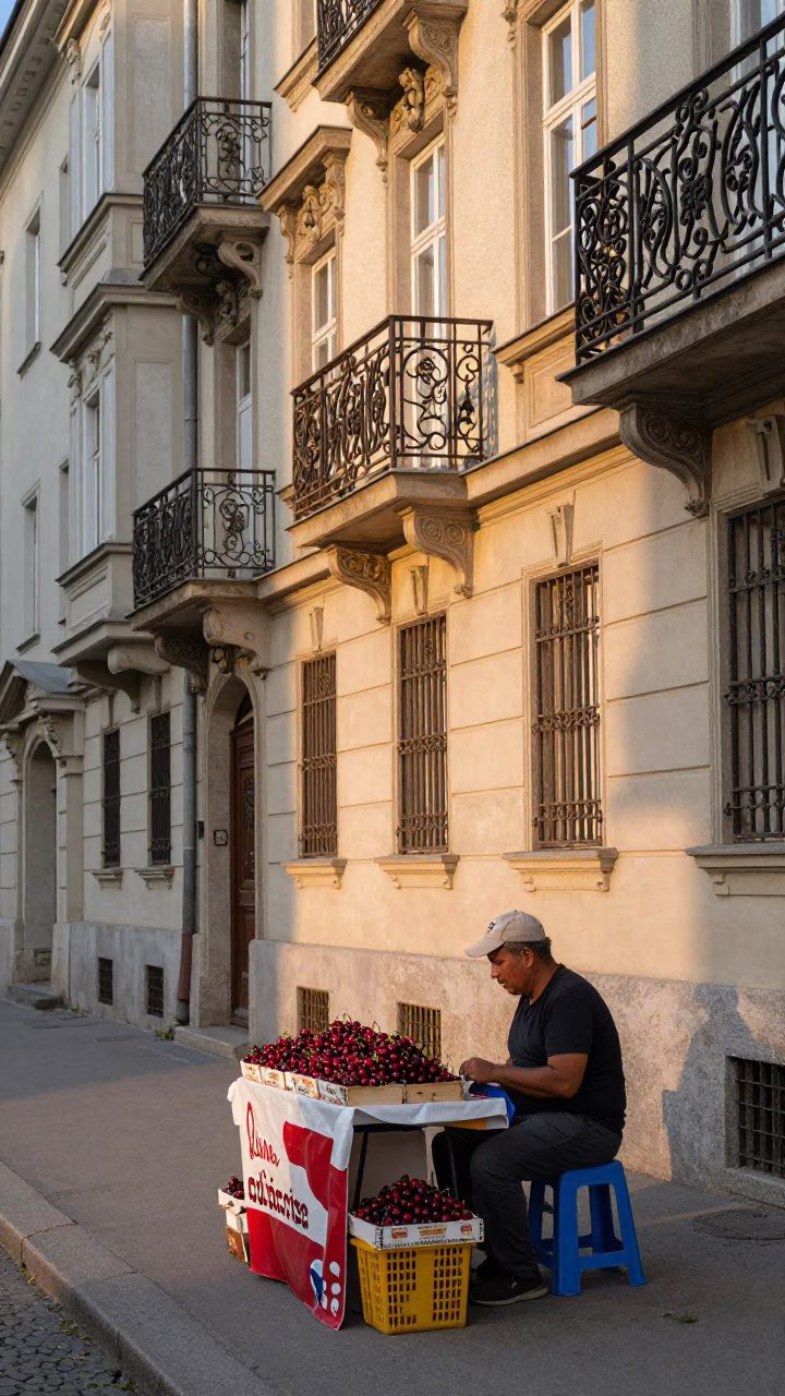 Selling Cherries in Vienna in in Vienna, Austria