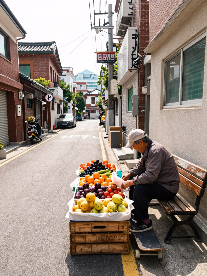 Selling Fruit in Seoul in in Seoul, South Korea