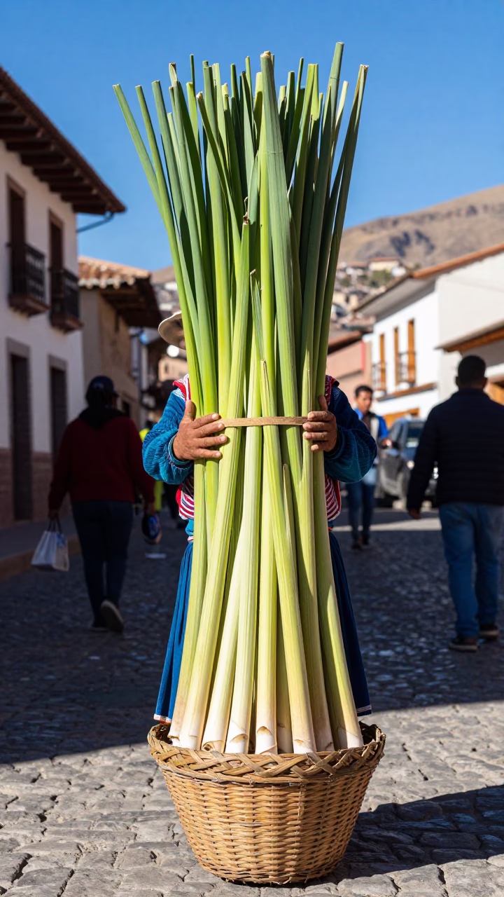 Selling Lemongrass in La Paz in in La Paz, Bolivia