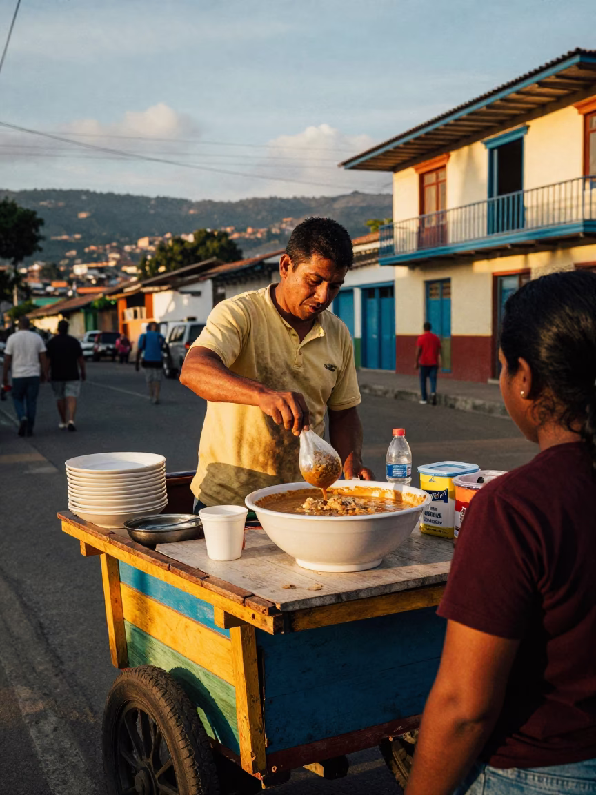 Selling Maafe at Sunset Light in Medellin in in Medellin, Colombia