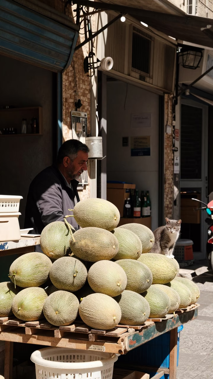 Selling Melons in Beirut in in Beirut, Lebanon