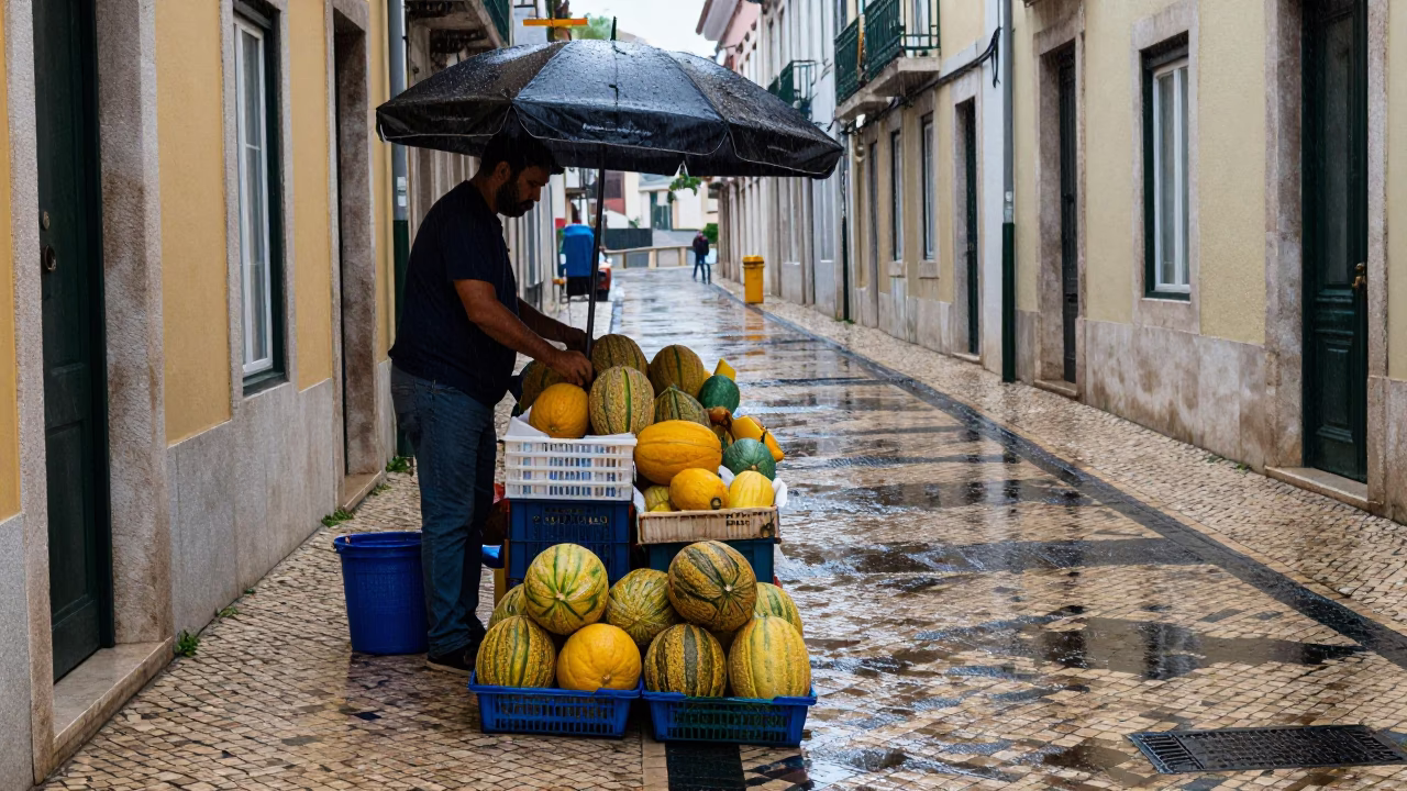 Selling Melons in Lisbon in in Lisbon, Portugal