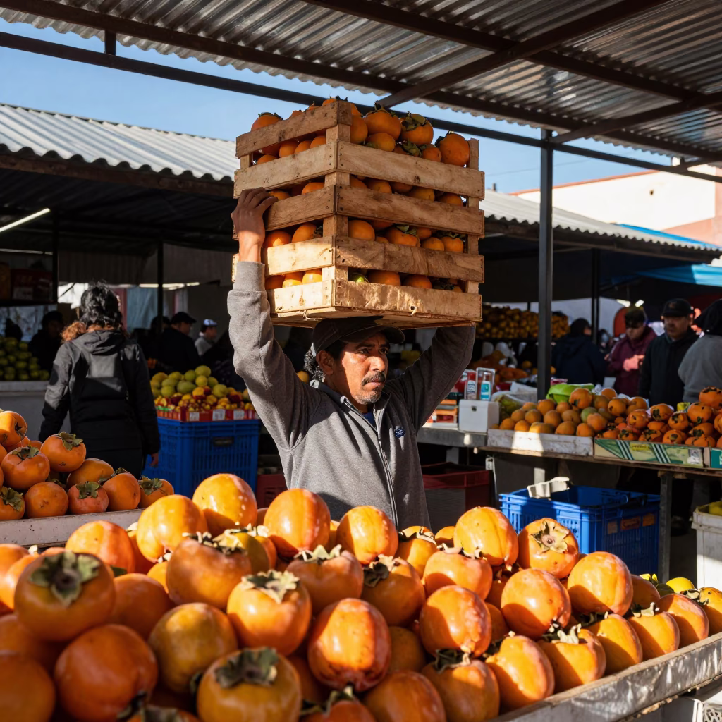 Selling Persimmons in Guadalajara in in Guadalajara, Mexico