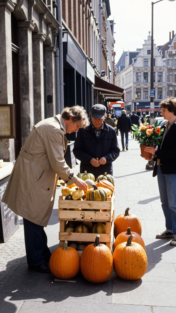 Selling Pumpkins in Brussels in in Brussels, Belgium