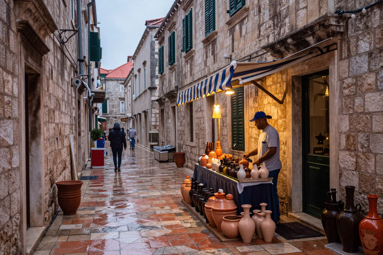 Selling Stoneware in Dubrovnik in in Dubrovnik, Croatia