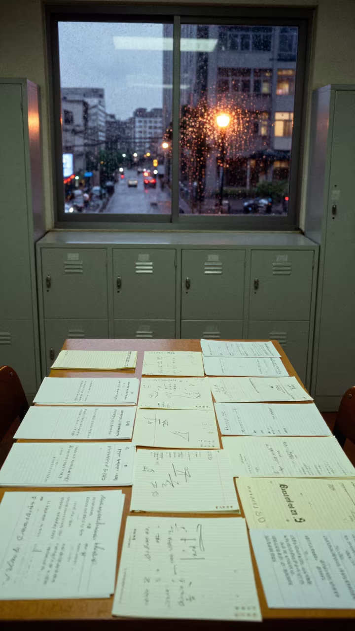 Seminar Circle Notes in Taichung Hallway in at a seminar table covered in notes in Taichung