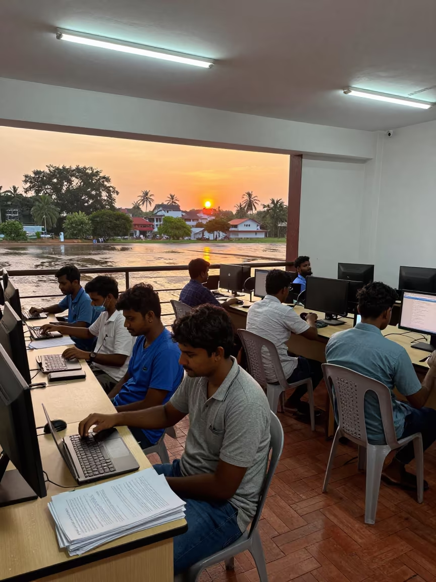 Seminar Circle in Thiruvananthapuram Computer Lab in in a computer lab before lessons in Thiruvananthapuram