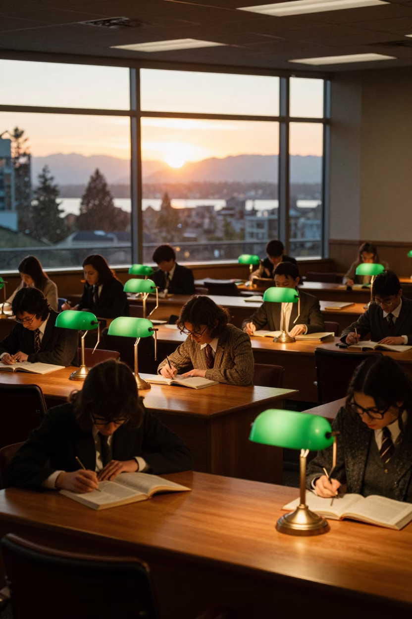 Seminar Room in Vancouver at Sunset Light in in Vancouver, British Columbia, Canada