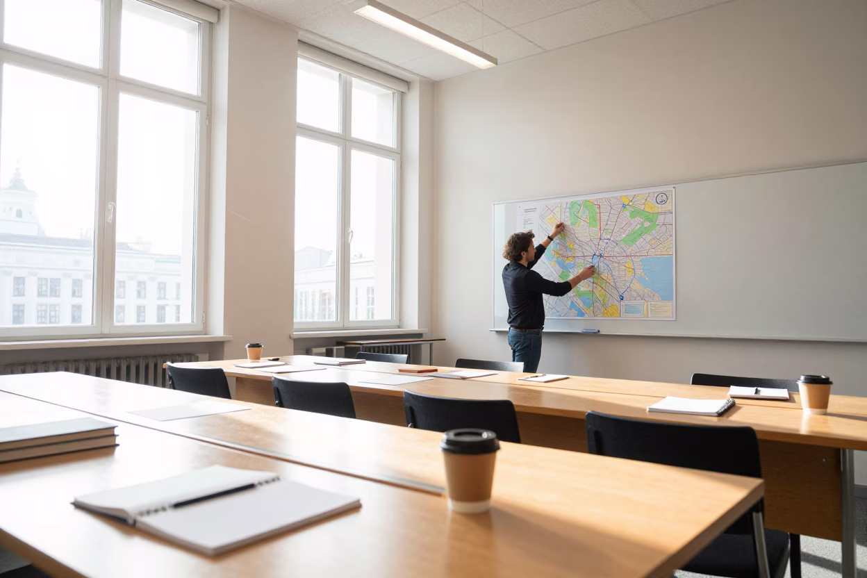 Seminar Room in Vienna at Bright Midmorning Light in in Vienna, Austria