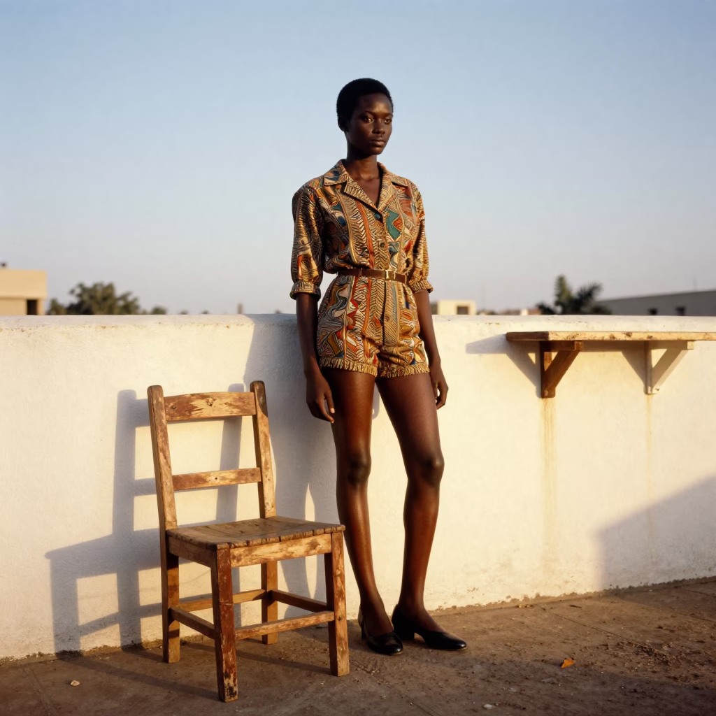 Senegalese Model Sunset in Dakar at Sunset Light in in Dakar, Senegal