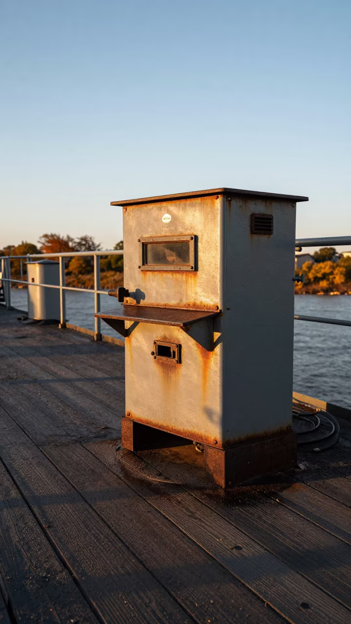 Sentry Stove Corner on Naval Deck Golden Hour in on a naval deck in rough wind near Rapid City
