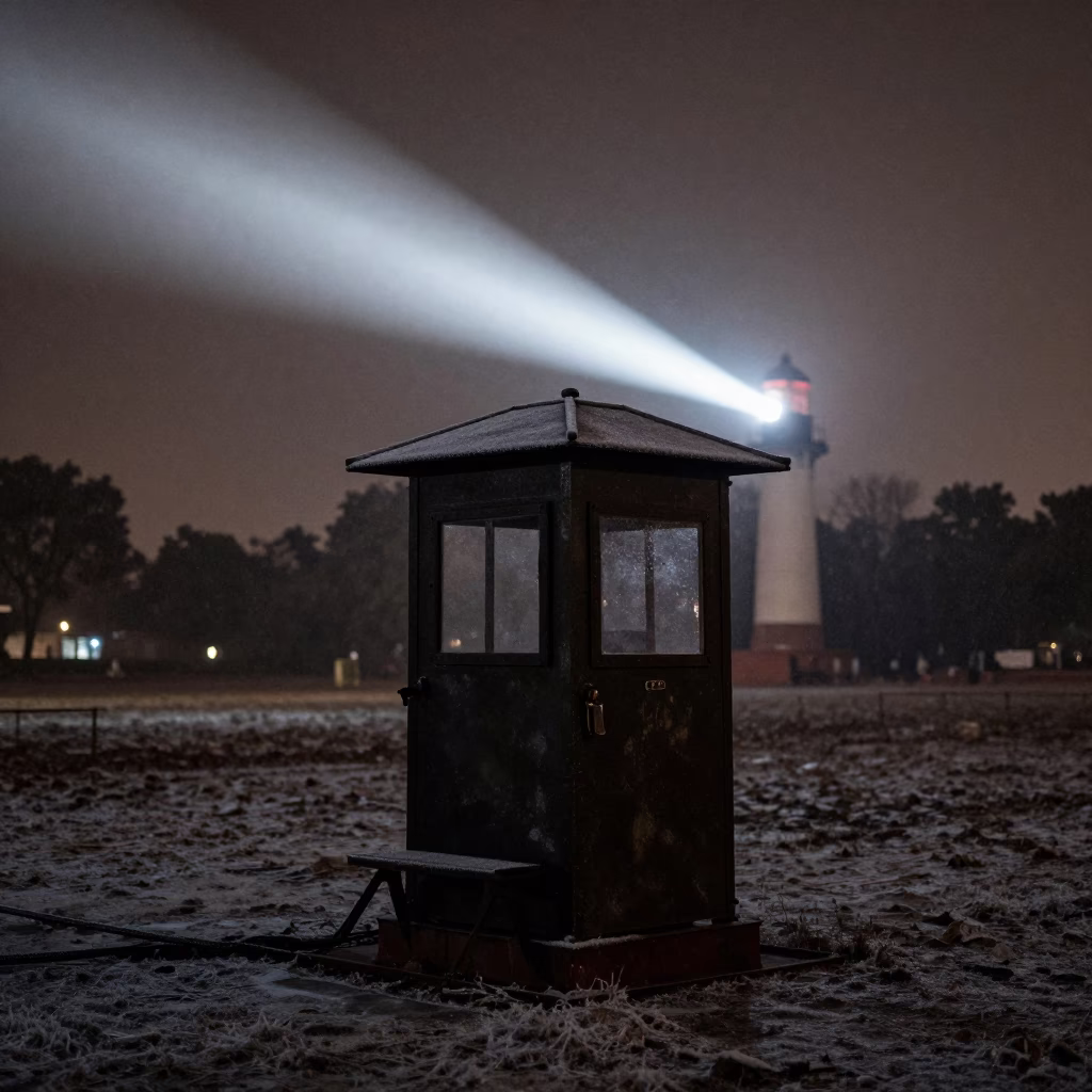 Sentry Stove Silhouette Against Night Light Delhi in on a parade ground near Delhi