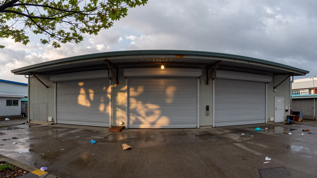 Seomyeon Busan Loading Dock Early Spring Dappled Light in at a loading dock before dispatch in Seomyeon, Busan