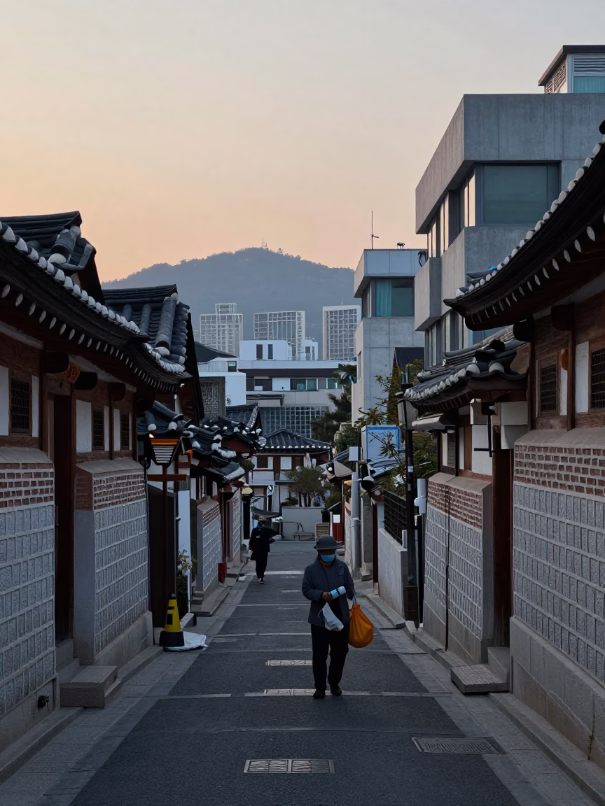 Seoul Before Sunrise at Sunrise Light in in Seoul, South Korea