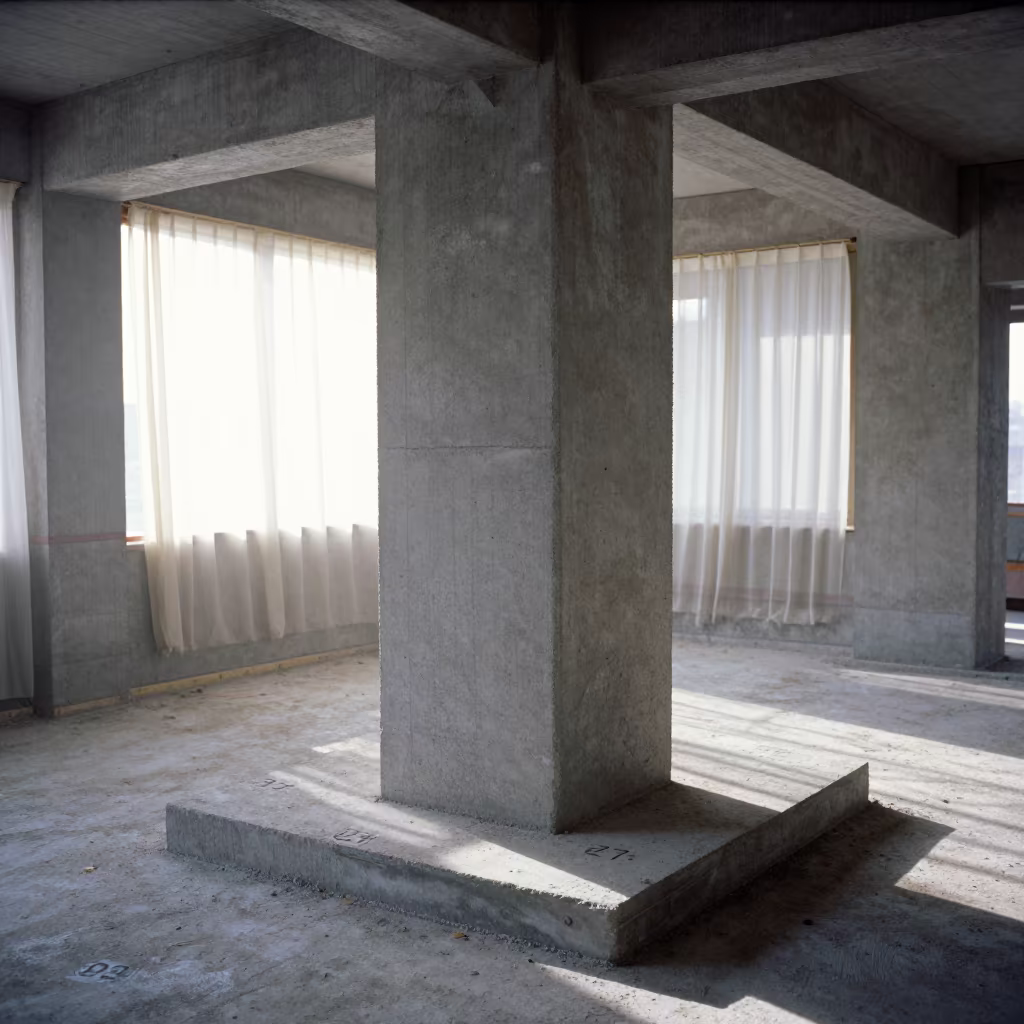 Seoul Construction Stair Tower Winter Morning in at a drywall staging area in Seoul