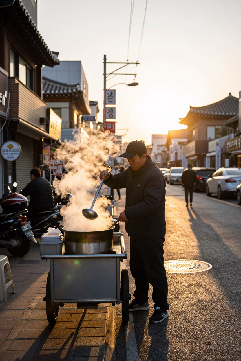 Seoul Hot Soup at Golden Hour in in Seoul, South Korea