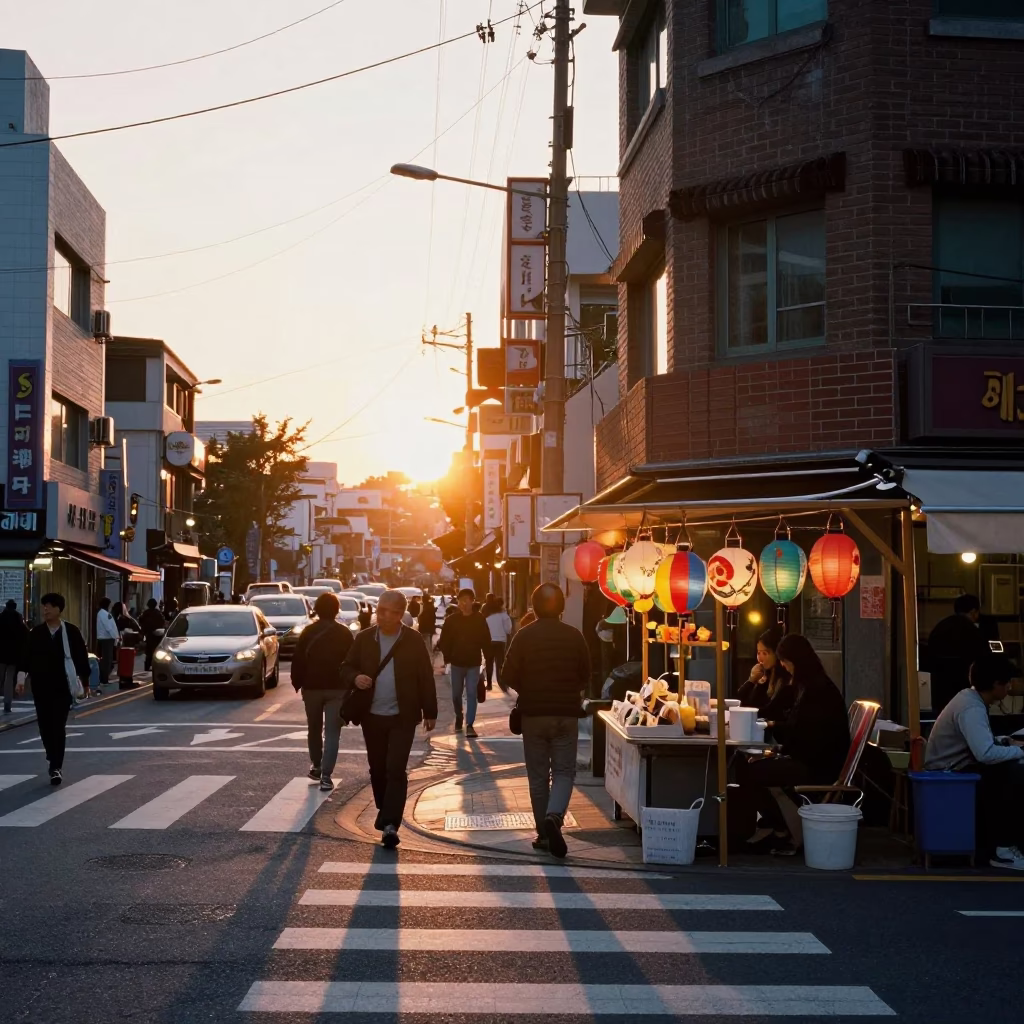 Seoul Sunset Scene at Sunset Light in in Seoul, South Korea
