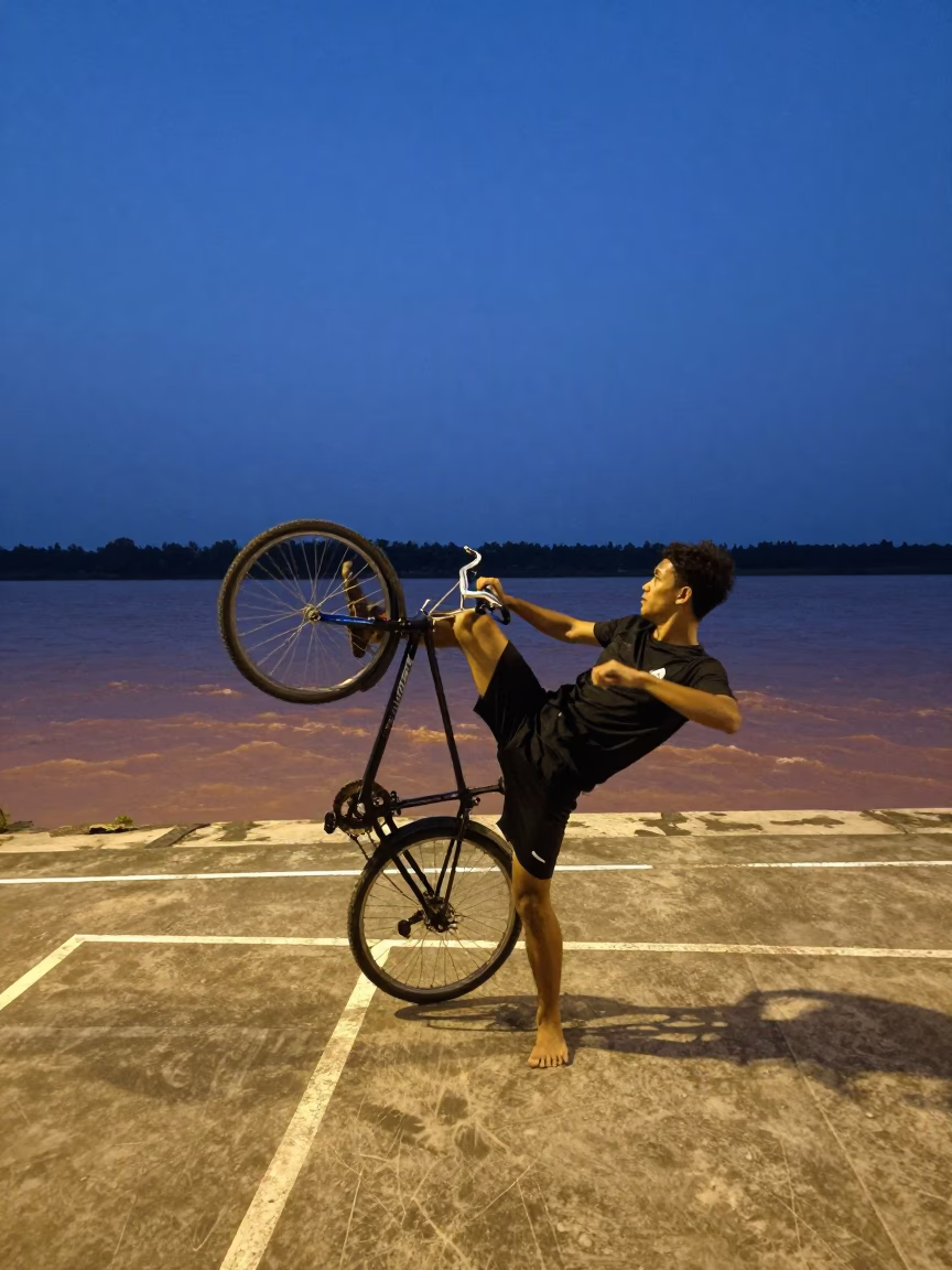 Sepak Takraw Bicycle Kick Action at Nautical Dawn in Surabaya Indonesia in in Surabaya, Indonesia