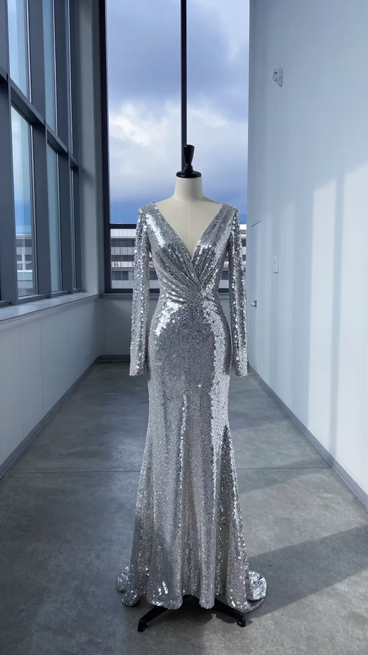 Sequined Sleeve in Sapporo Backstage Corridor in in a backstage changing corridor in Sapporo