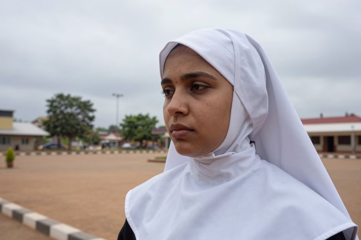 Serene Nun Portrait in Jalingo Public Square in at a public square in Jalingo