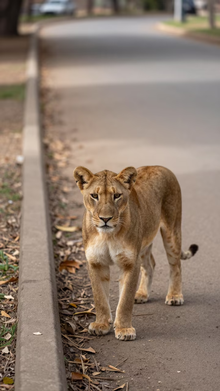 Serengeti Cat Portrait Along Dar es Salaam Path in along a quiet park path with soft open shade and a clean background near Dar es Salaam