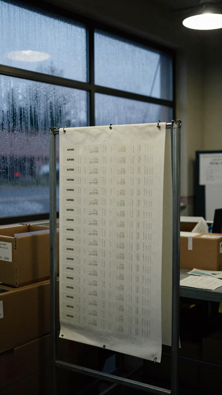 Serial Label Sheet Rack in Bordj Bou Arreridj Evening in at a fulfillment packing station in Bordj Bou Arreridj