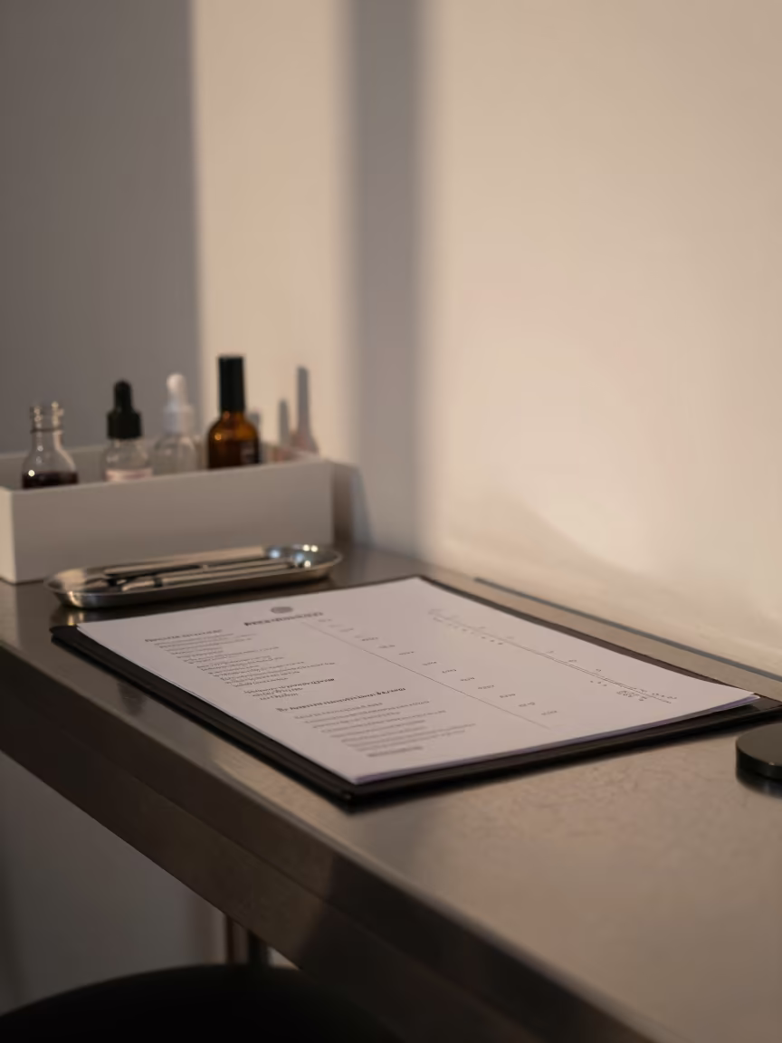 Service Menu Pouch Before Nail Studio Opens in inside a nail studio in Badajoz