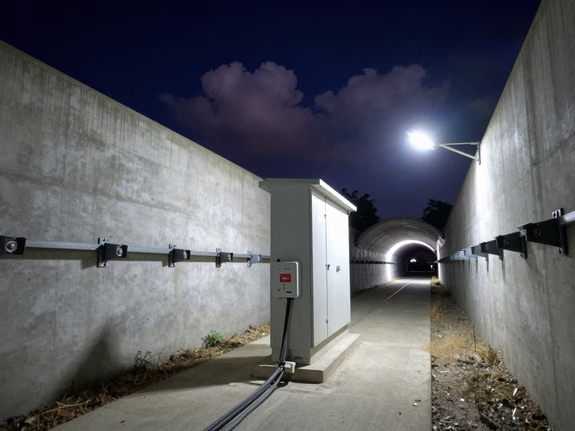 Service Tunnel Cable Splice Under Bridge Bundi in under a cable-stayed bridge span near Bundi