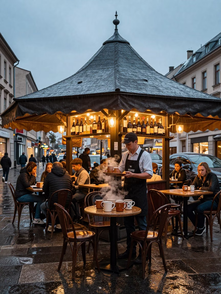 Serving Bottles in Budapest in in Budapest, Hungary
