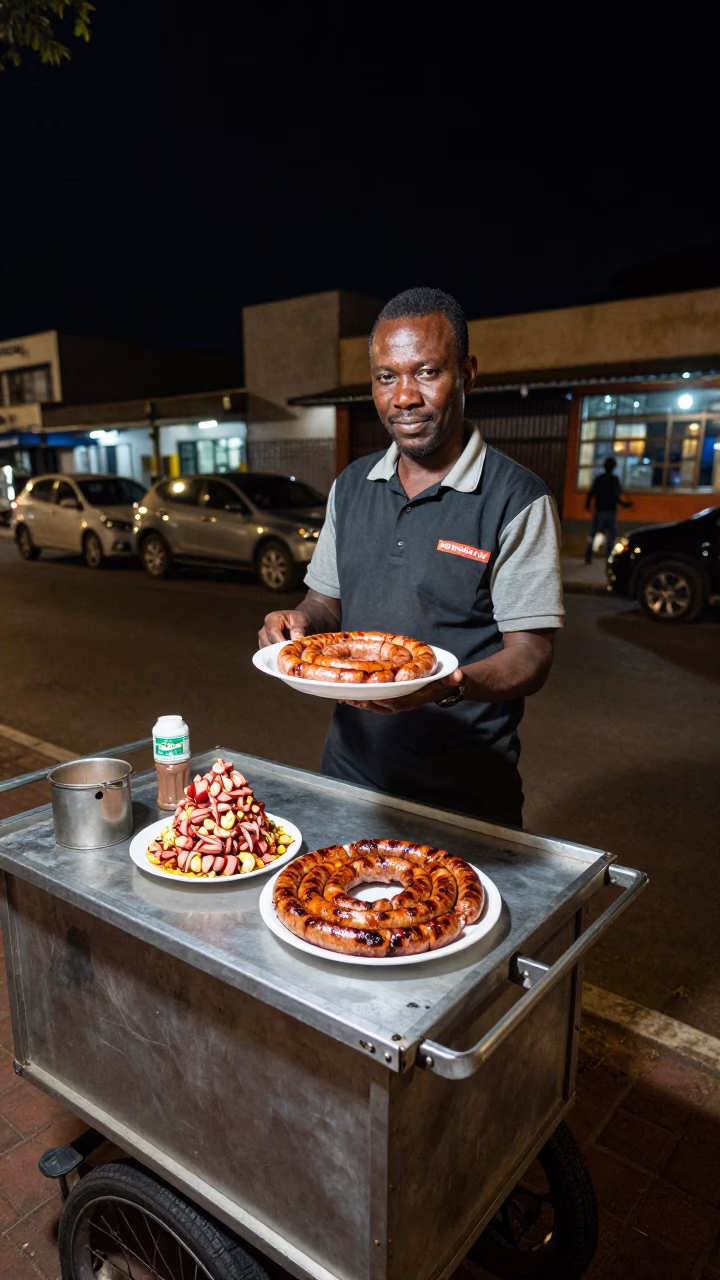 Serving Braai in Johannesburg at Late At Night Light in in Johannesburg, South Africa
